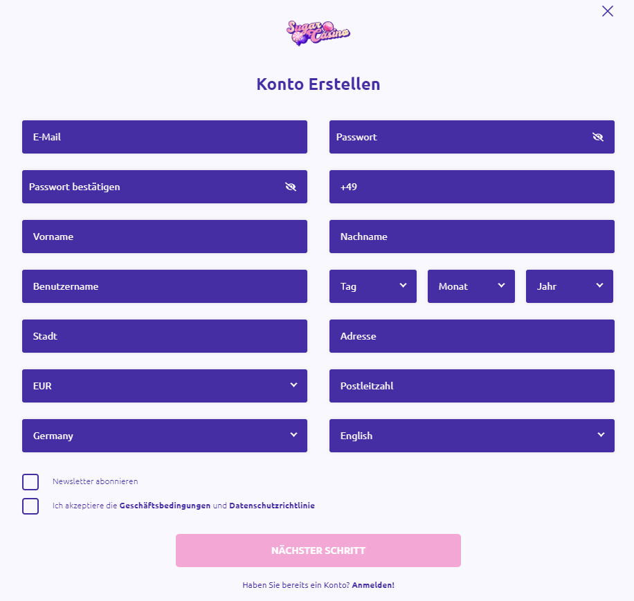 sugar casino registrieren